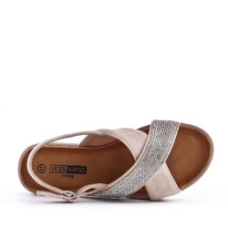 Flat sandals in a material mix for women