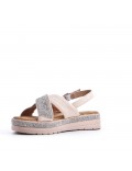 Flat sandals in a material mix for women