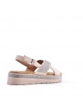 Flat sandals in a material mix for women