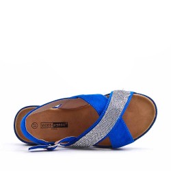 Flat sandals in a material mix for women