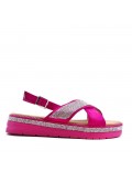 Flat sandals in a material mix for women