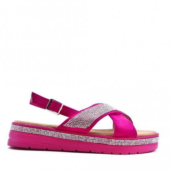 Flat sandals in a material mix for women