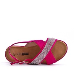 Flat sandals in a material mix for women