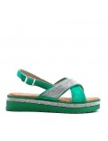 Flat sandals in a material mix for women