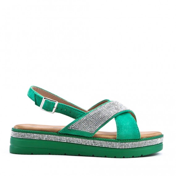 Flat sandals in a material mix for women