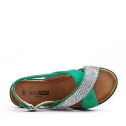 Flat sandals in a material mix for women