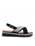 Flat sandals in a material mix for women