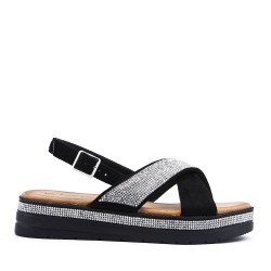 Flat sandals in a material mix for women