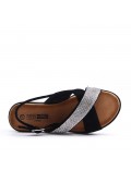 Flat sandals in a material mix for women