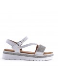 Flat sandals in a material mix for women