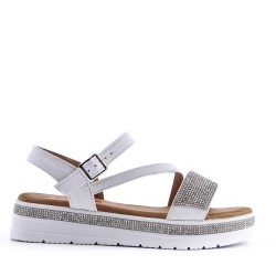 Flat sandals in a material mix for women