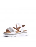 Flat sandals in a material mix for women