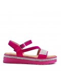 Flat sandals in a material mix for women