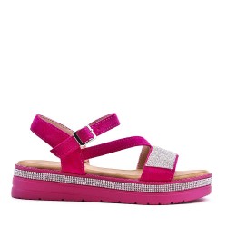 Flat sandals in a material mix for women