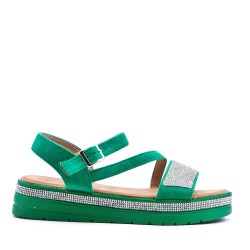 Flat sandals in a material mix for women