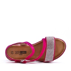 Flat sandals in a material mix for women