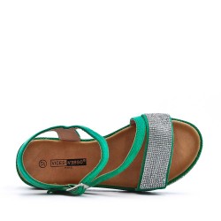 Flat sandals in a material mix for women