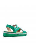 Flat sandals in a material mix for women