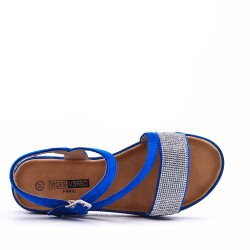 Flat sandals in a material mix for women