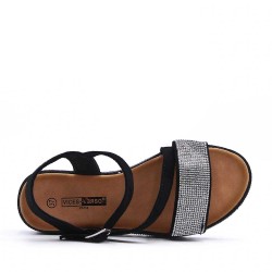 Flat sandals in a material mix for women