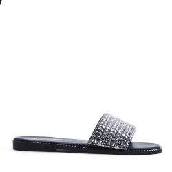 Flat sandals in a material mix for women