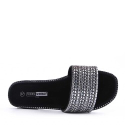 Flat sandals in a material mix for women