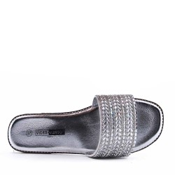 Flat sandals in a material mix for women