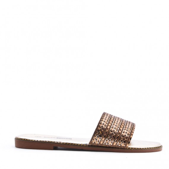 Flat sandals in a material mix for women