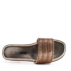 Flat sandals in a material mix for women