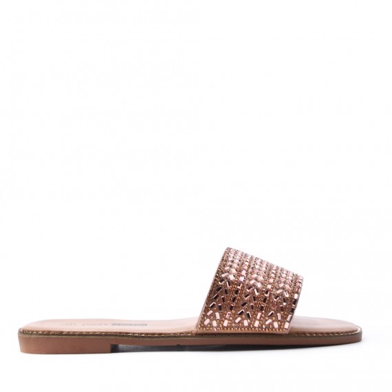 Flat sandals in a material mix for women