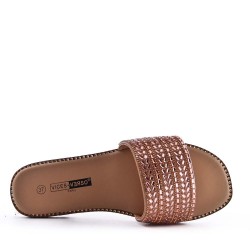 Grande Taille 41-44- Sandale flat en simili cuir