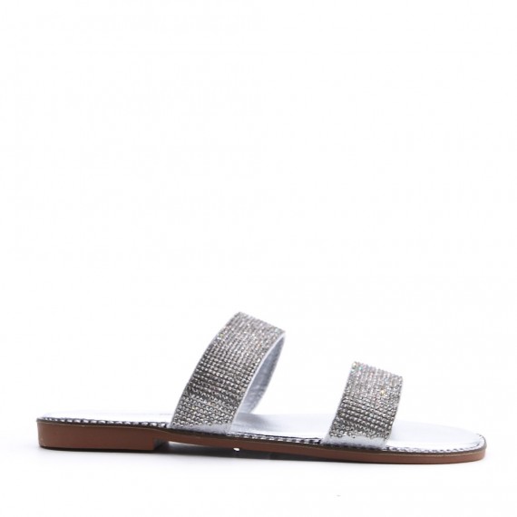 Flat sandals in a material mix for women