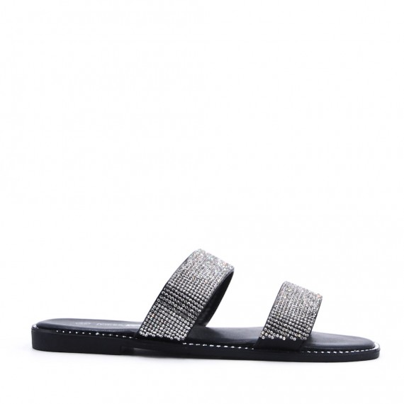 Flat sandals in a material mix for women