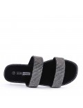 Flat sandals in a material mix for women