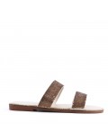 Flat sandals in a material mix for women