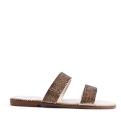 Flat sandals in a material mix for women