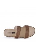 Flat sandals in a material mix for women