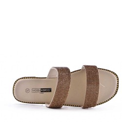 Flat sandals in a material mix for women