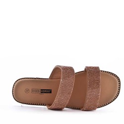 Flat sandals in a material mix for women