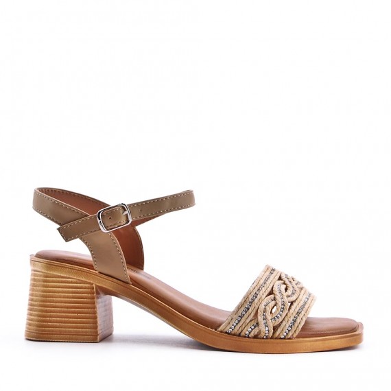 Mix-materials heeled sandal 