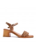 Mix-materials heeled sandal 