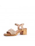 Mix-materials heeled sandal 