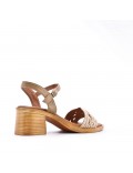 Mix-materials heeled sandal 