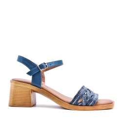Mix-materials heeled sandal 