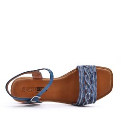 Mix-materials heeled sandal 