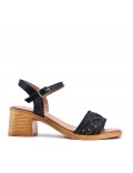 Mix-materials heeled sandal 