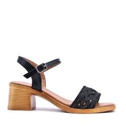 Mix-materials heeled sandal 