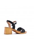 Mix-materials heeled sandal 