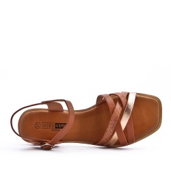 Grande Taille 41-44- Sandale à talon en simili cuir