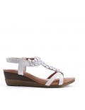 Mix-materials heeled sandal 